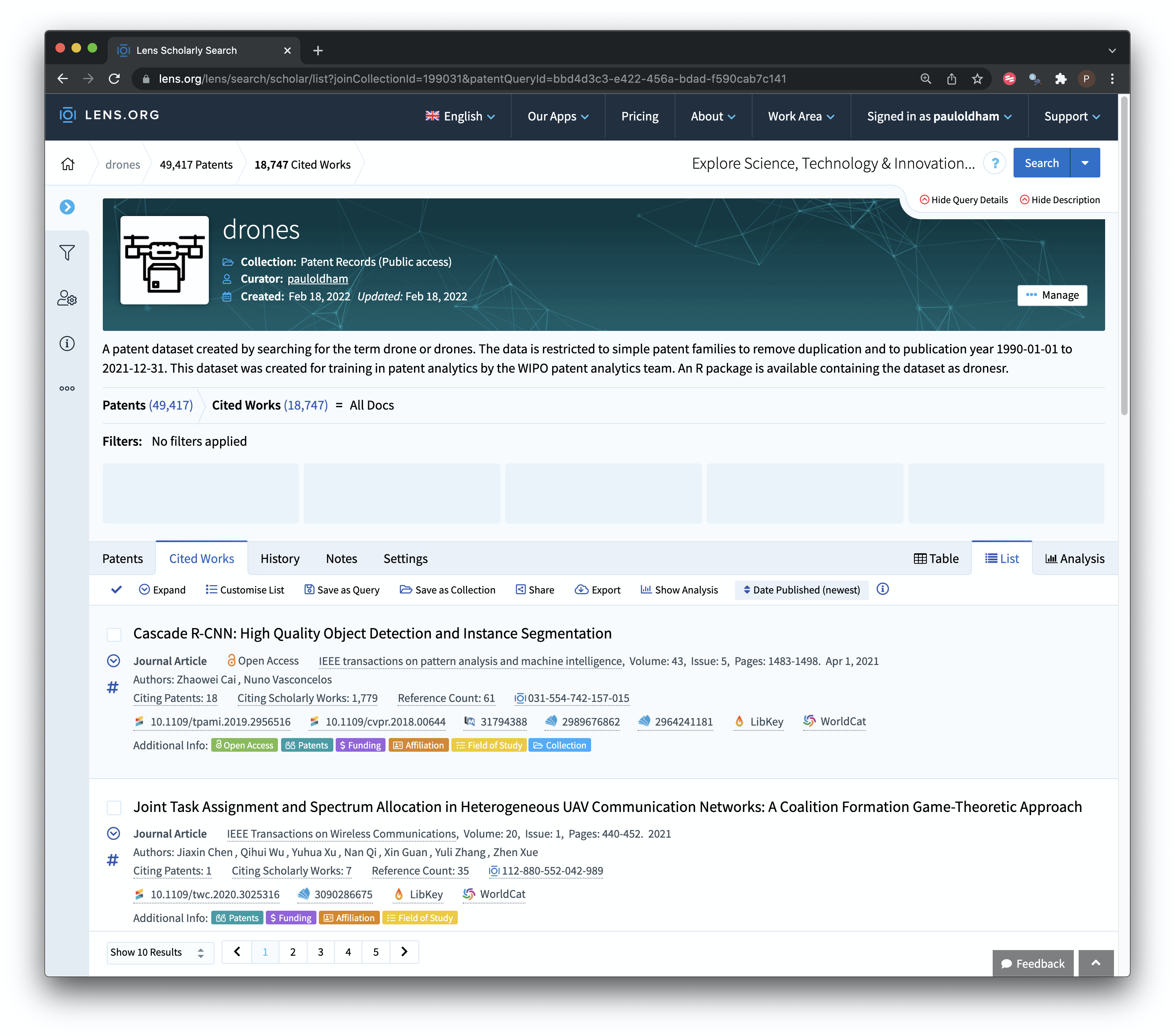 Export the Cited Literature in Cited Works